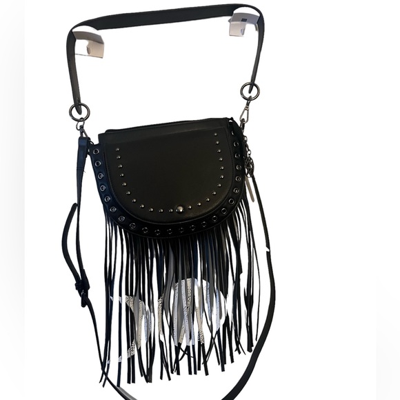 Handbags - Moons fringe black cross body purse